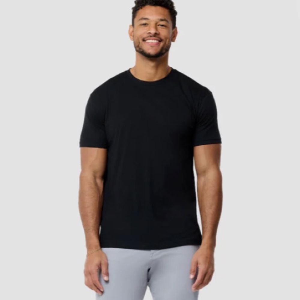 Perk Black 100% Pima Cotton Crew Neck Short Sleeve Tee T Shirt 2XL